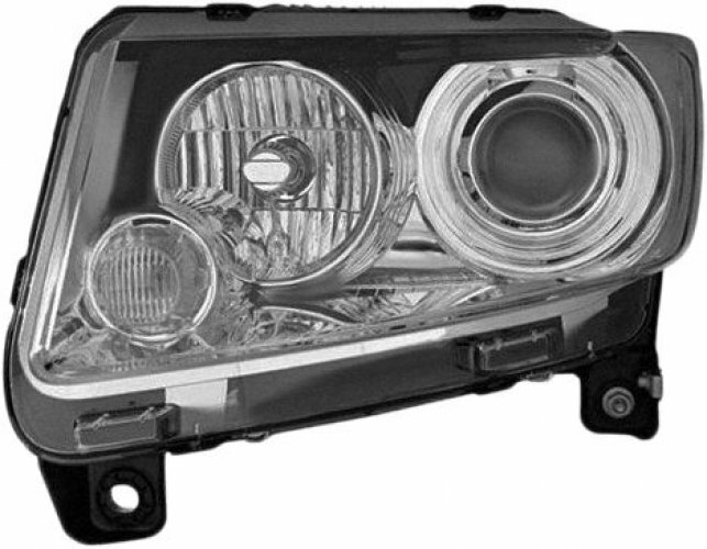 Phare avant gauche pour Jeep Compass 2011-2014 optique de remplacement halogène noir