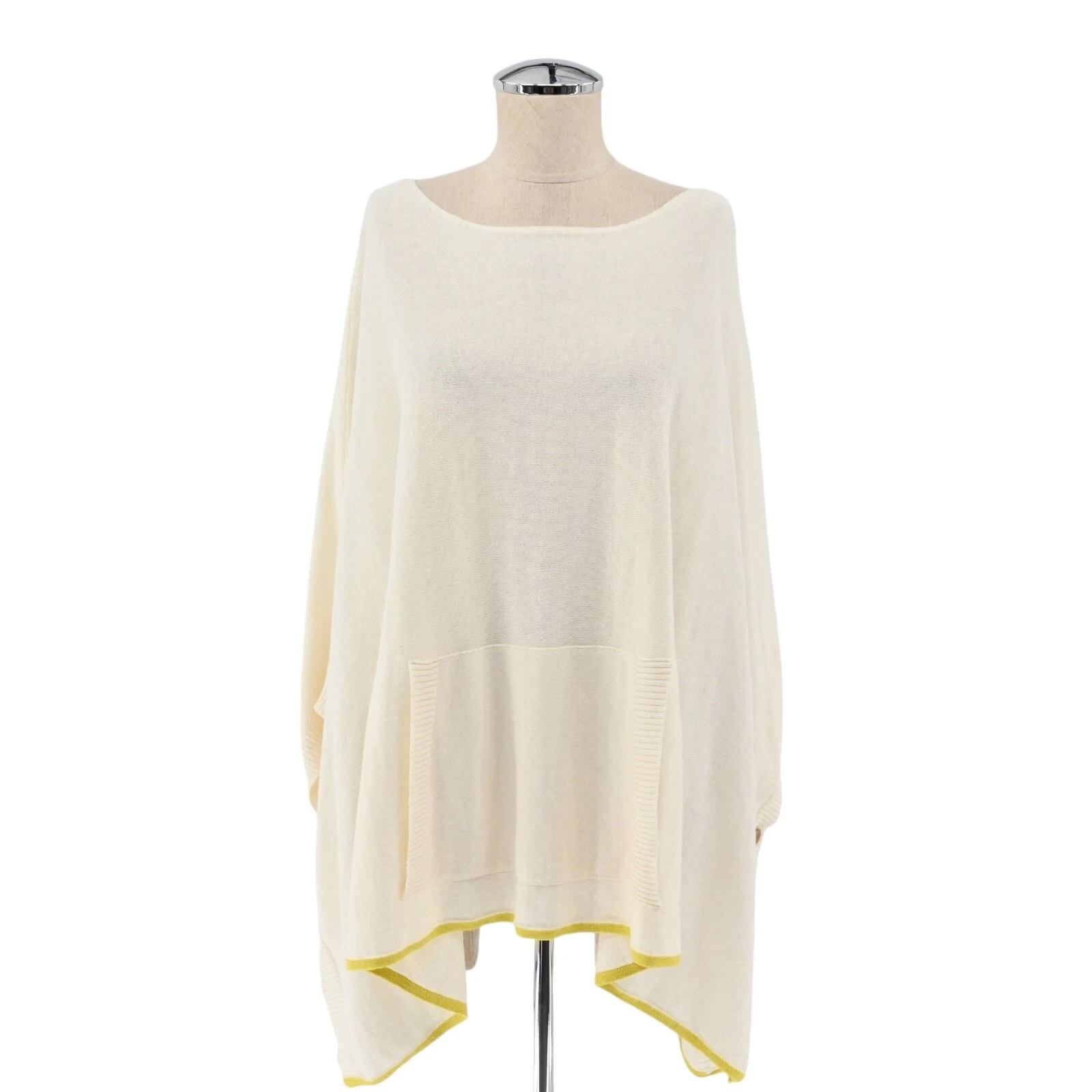 PRANA Sweater Womens Sz OS Celestia Poncho Cashmere Blend Knit Ivory Yellow NEW