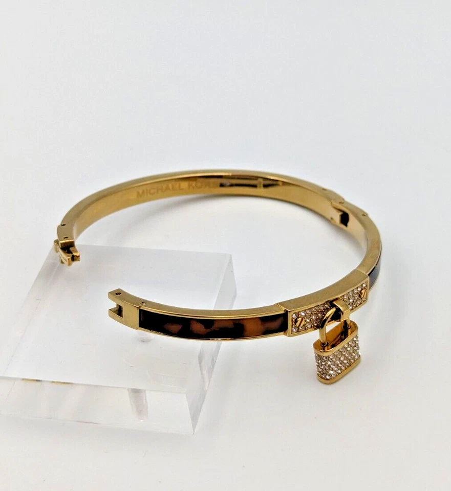 Brazalete Brazalete Michael Kors Tono Dorado Cáscara de Tortuga Cristal Pavimentado Foto 4 de 4