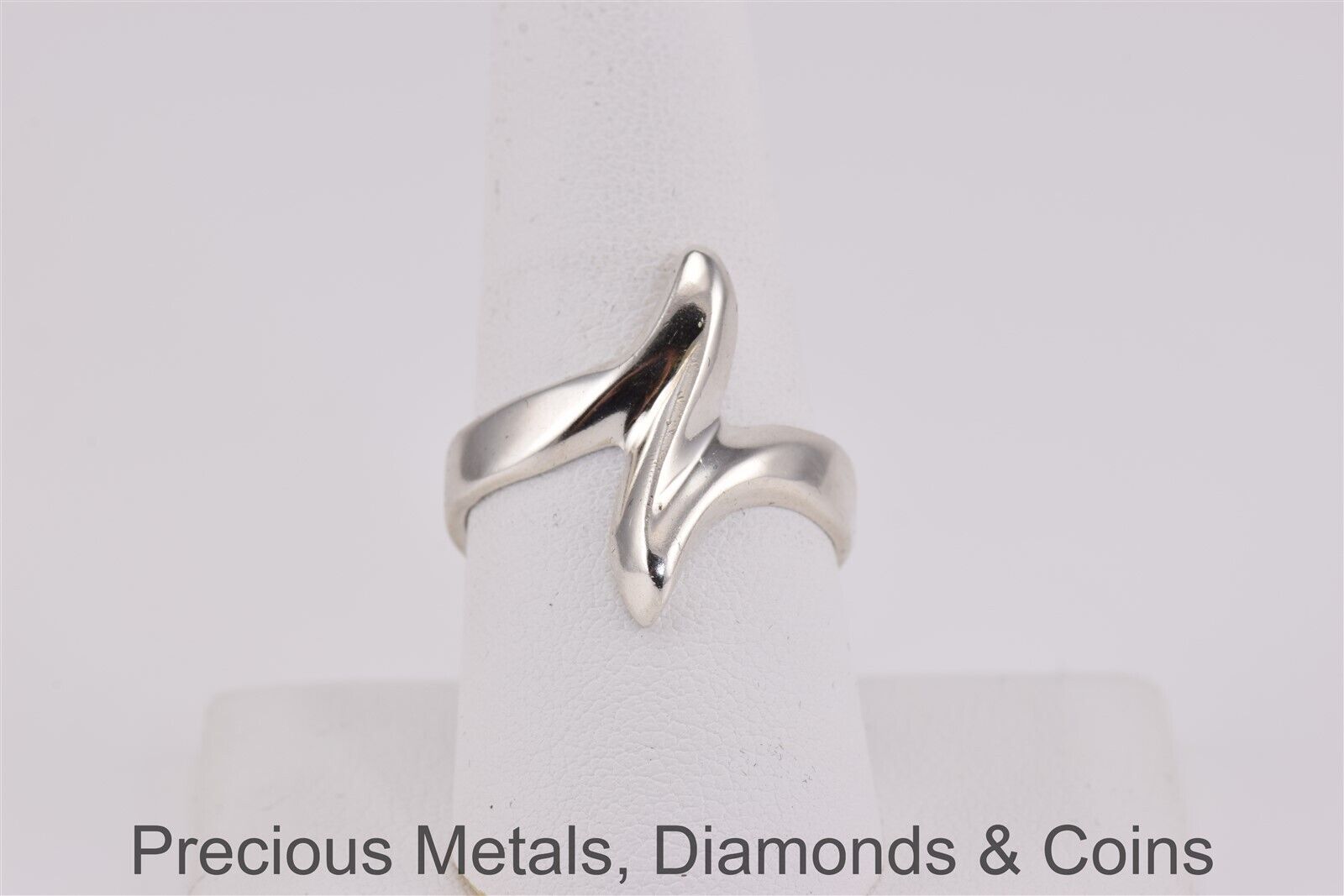 Sterling Silver 20mm Solid Swirled Bypass Band Ri… - image 1
