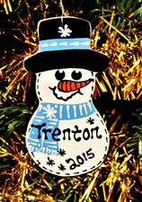 SNOWMAN Christmas Ornament U CHOOSE NAME  YEAR Personalize Gift Tag Kids