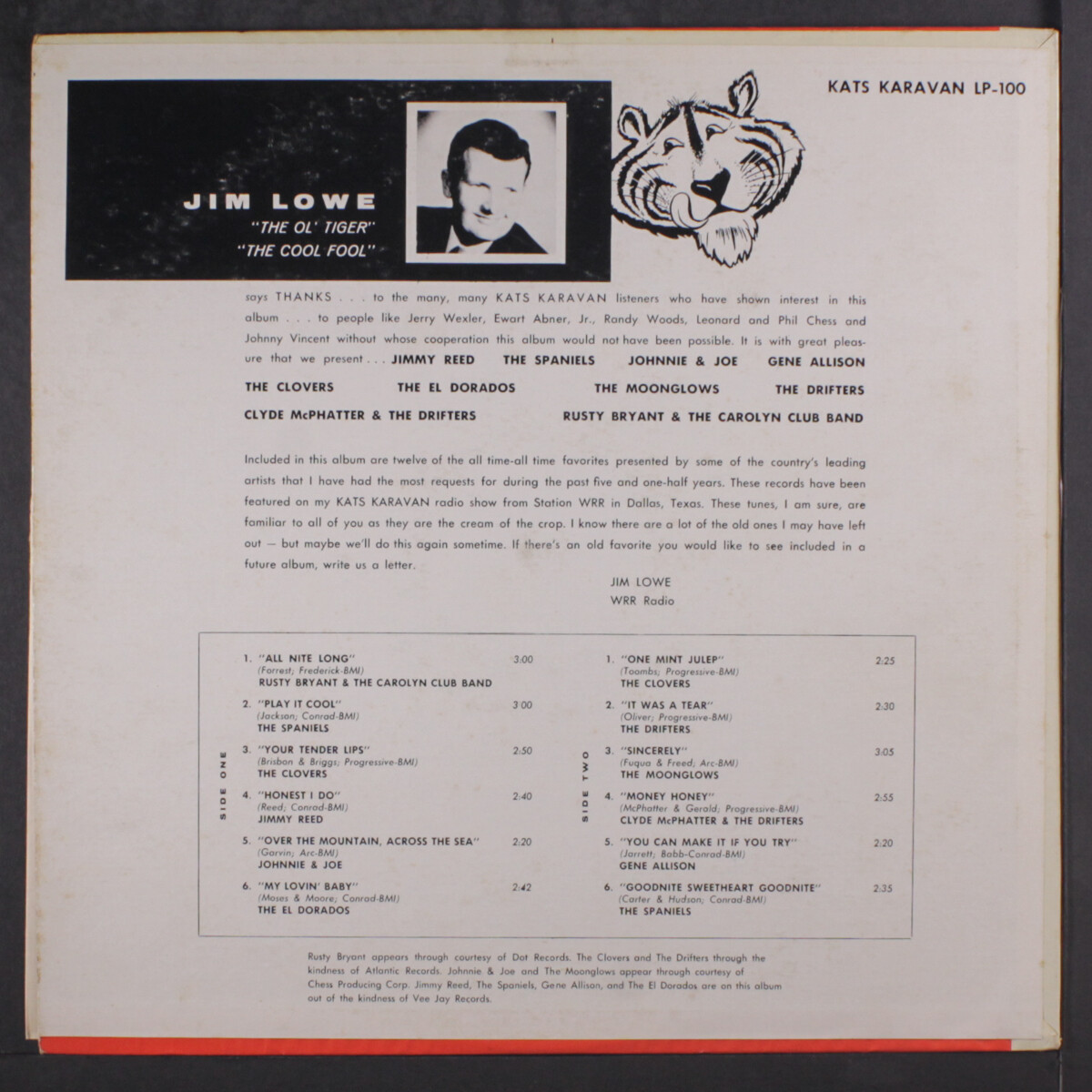 VARIOUS: old favorites by jim lowe KATS KARAVAN 12" LP 33 RPM