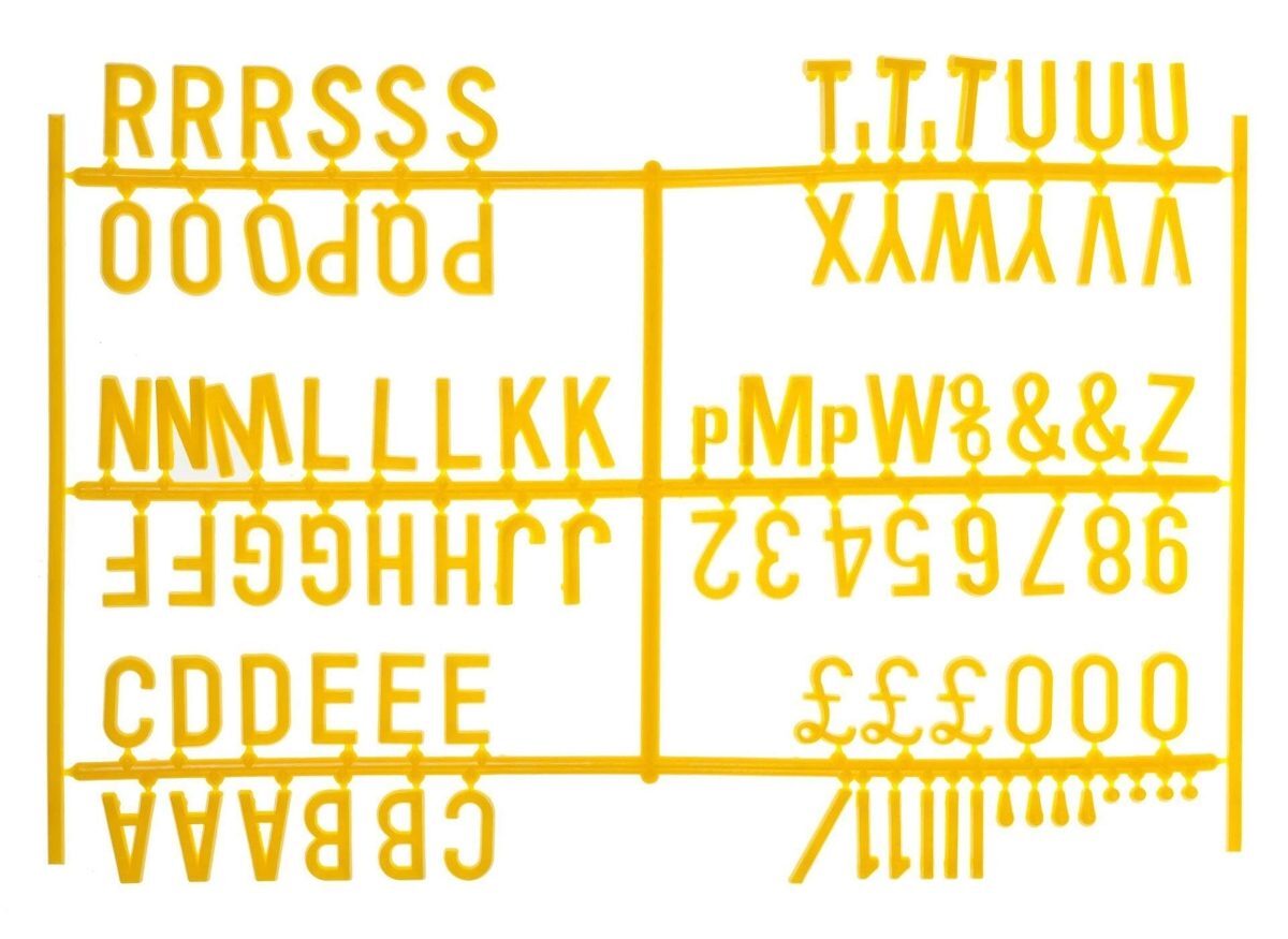 Letter Set Yellow PK6 ¾"" – Advertising Menus Specials for Restaurant bar Cafes