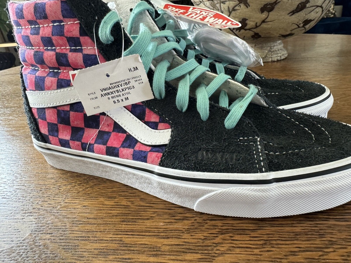 VANS Men's 9.5 SK 8 High Top David Bowie Shoes Checker Skate Black