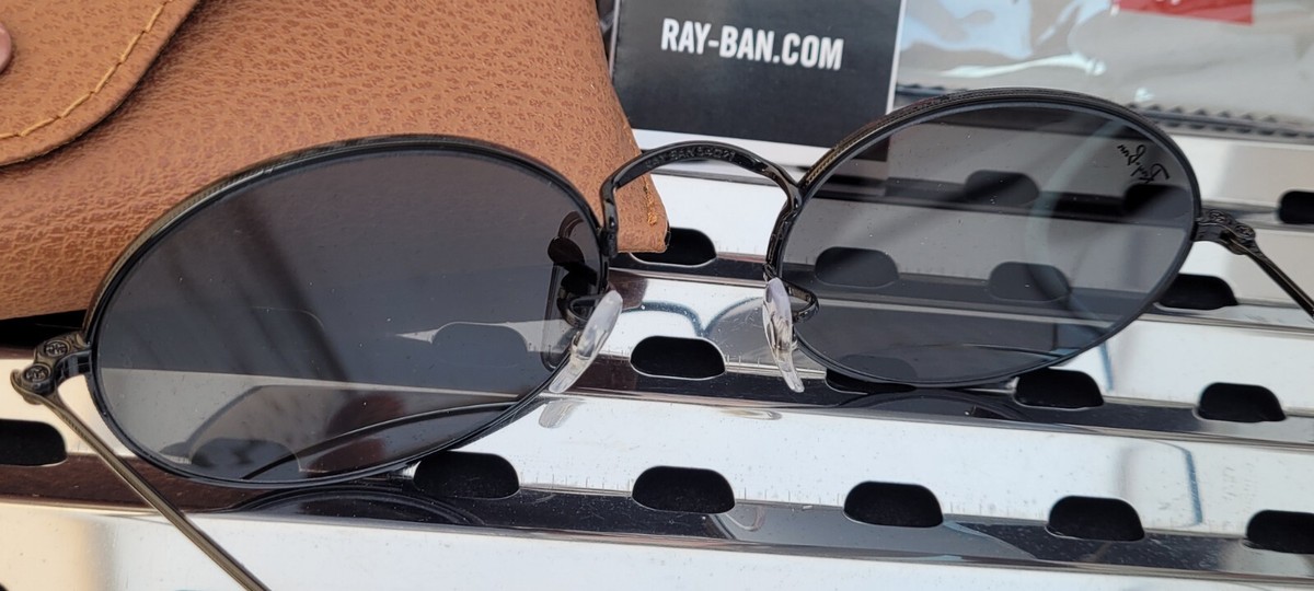 New Ray Ban RB3547 002/B1 Oval Sunglasses Black w/54mm Dark Gray