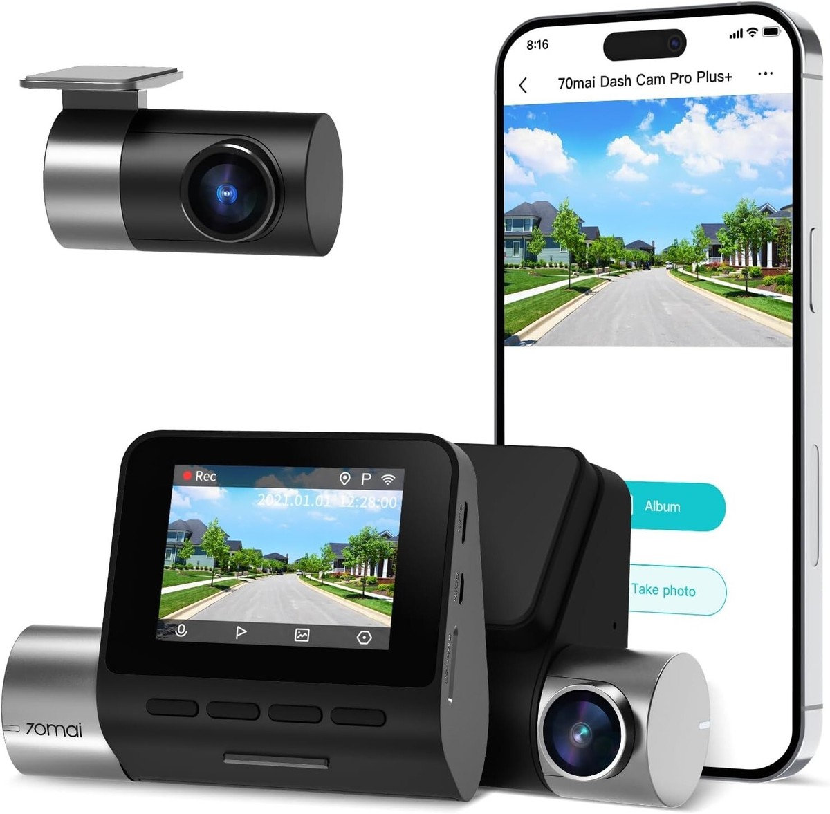 70mai True 4K Dash Cam A800S with Sony IMX415, Front and 70mai True 4K Dash Cam A800S with Sony IMX415, Front and