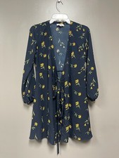 Loft Outlet Petite Navy Blue Floral Wrap Dress Size OOP