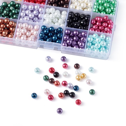 15 Colores Cuentas de Perlas de Vidrio Teñidas Cuentas Perladas Agujero Redondo 1mm Kits de Cuentas - Imagen 3 de 11
