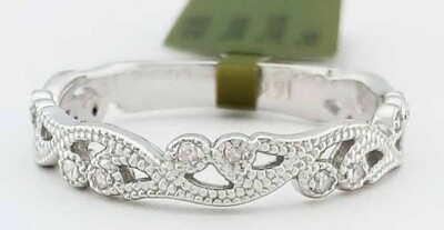 ECHTER DIAMANT BANDRING 14k WEISSGOLD - Gratis Zertifikat Bewertung - Neu mit Etikett