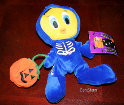 10'' Tweety Bird Halloween Skeleton Bean Bag Plush Warner Bros Looney Tunes NWT
