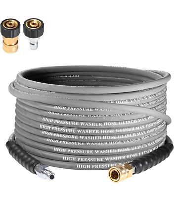 #ad 1 4” Pressure Washer Hose 35 FT 4500 PSI Steel Braided Layer amp; NonMarking Rubbe $35.00