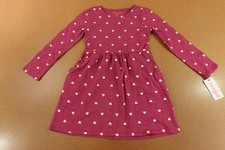 Cat  Jack Girls Size XS 4/5 Berry Heart Printed Long Sleeve Dress NWT