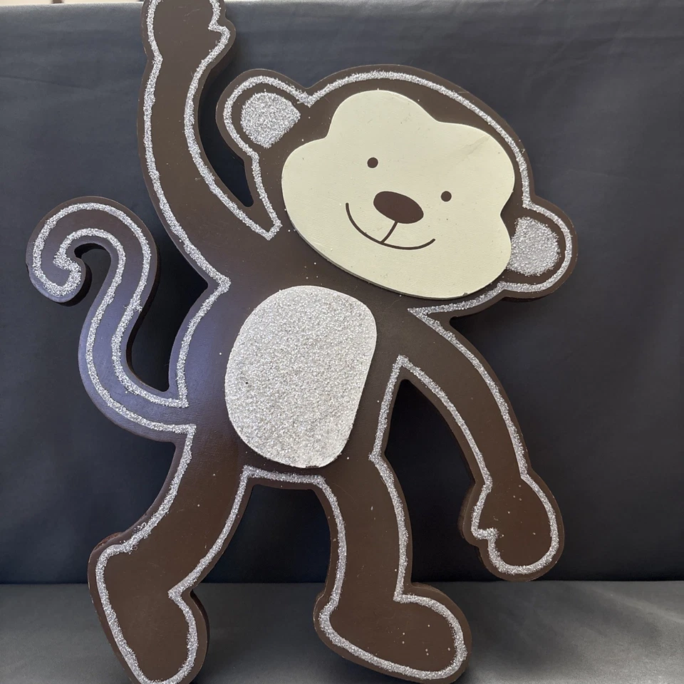 De colección Bebés "R" Us Madera Decoración Pared Guardería Colgante Mono 15x13 Safari Animal Arca Foto 2 de 4