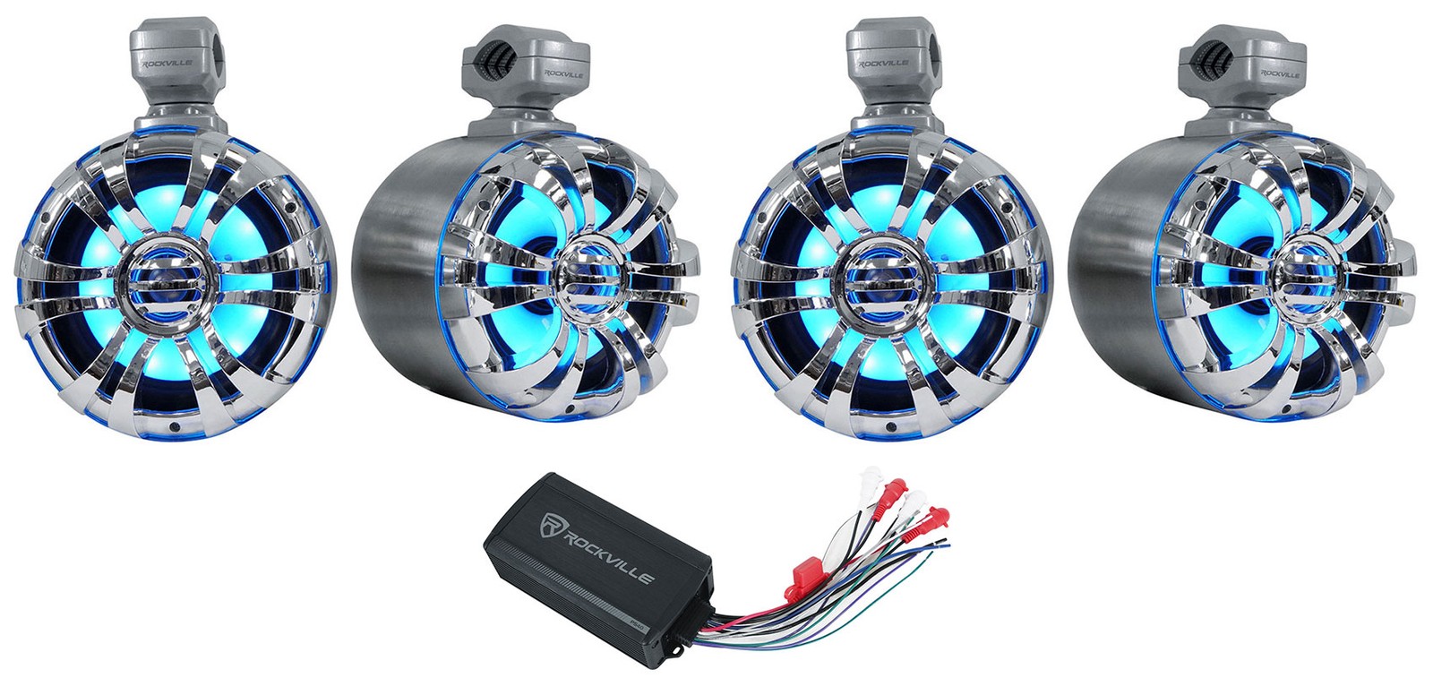 4 Динамики Rockville 65 LED Silver Tower Усилитель Bluetooth PS40 для квадроциклов UTVRZR 7969000₽