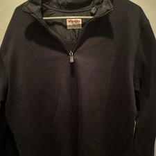 NWOT Wrangler Authentics Mens Large Black Fleece 1/4 Zip Pullover Sweater