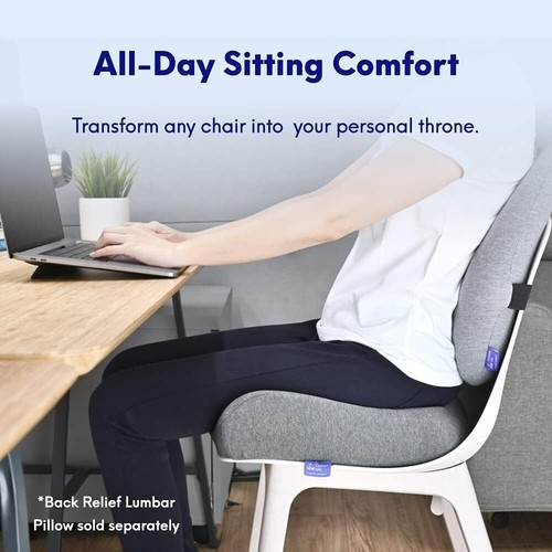 Cushion Lab Pressure Relief Seat Cushion and Extra Dense Lumbar Pillow Grey
