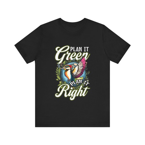Eco-Travel Unisex T-Shirt Plan It Grün Plan It Right Vogel Erde Naturliebhaber - Bild 6 von 19