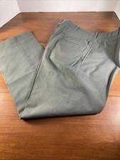 VTG Military Trousers Mens 36x 30  Tropical Green Poly Wool Pants USA AG344