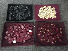 100 Scrabble Wood Tiles - Onyx Black Diamond - Red - Mini - Choice