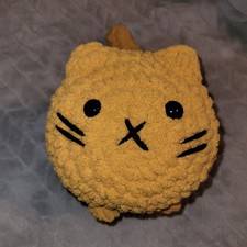 Handmade Crocheted Yellow Loaf Cat Plush Stuffed Animal Toy Kids Cute Kawaii