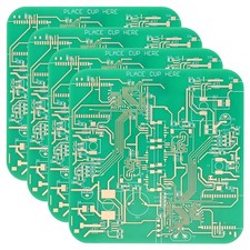 4pcs Coasters, PCB Circuit Board Coasters FR-4 Drink Bar Coasters, Green