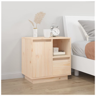 Nachtschrank natur massiv Kiefernholz 50x34x50 cm rustikal Stauraum Nachttisch Öko