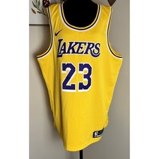 Nike LeBron James Los Angeles Lakers 23 Icon Edition Jersey Yellow XXL 56 AJ5117