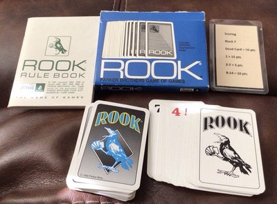 Vintage 1968 Blue Rook Card Game Rule Book & Clear Case Parker Brothers Complete