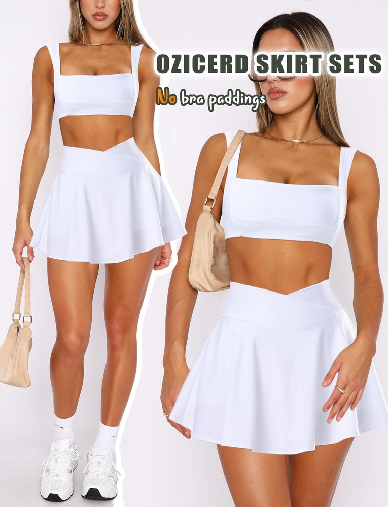 Piece Tennis Skirt Sets for Women 2 Piece Mini Skirt Set Going Out Golf Skort...