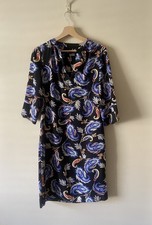 M&S Collection 3/4 Sleeve Black Mix Paisley Print Tunic Dress Size 8 Smart Work