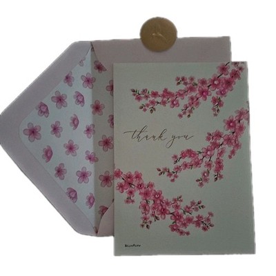 Papyrus Thank You Card With Cherry Blossoms   Blank Inside 