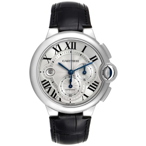 Cartier Ballon Bleu 44mm Steel Silver Dial Chronograph Mens Watch W6920003