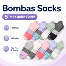        5 Pairs Bombas Tri-Block Socks   Unisex  Multi Color  Size S M L