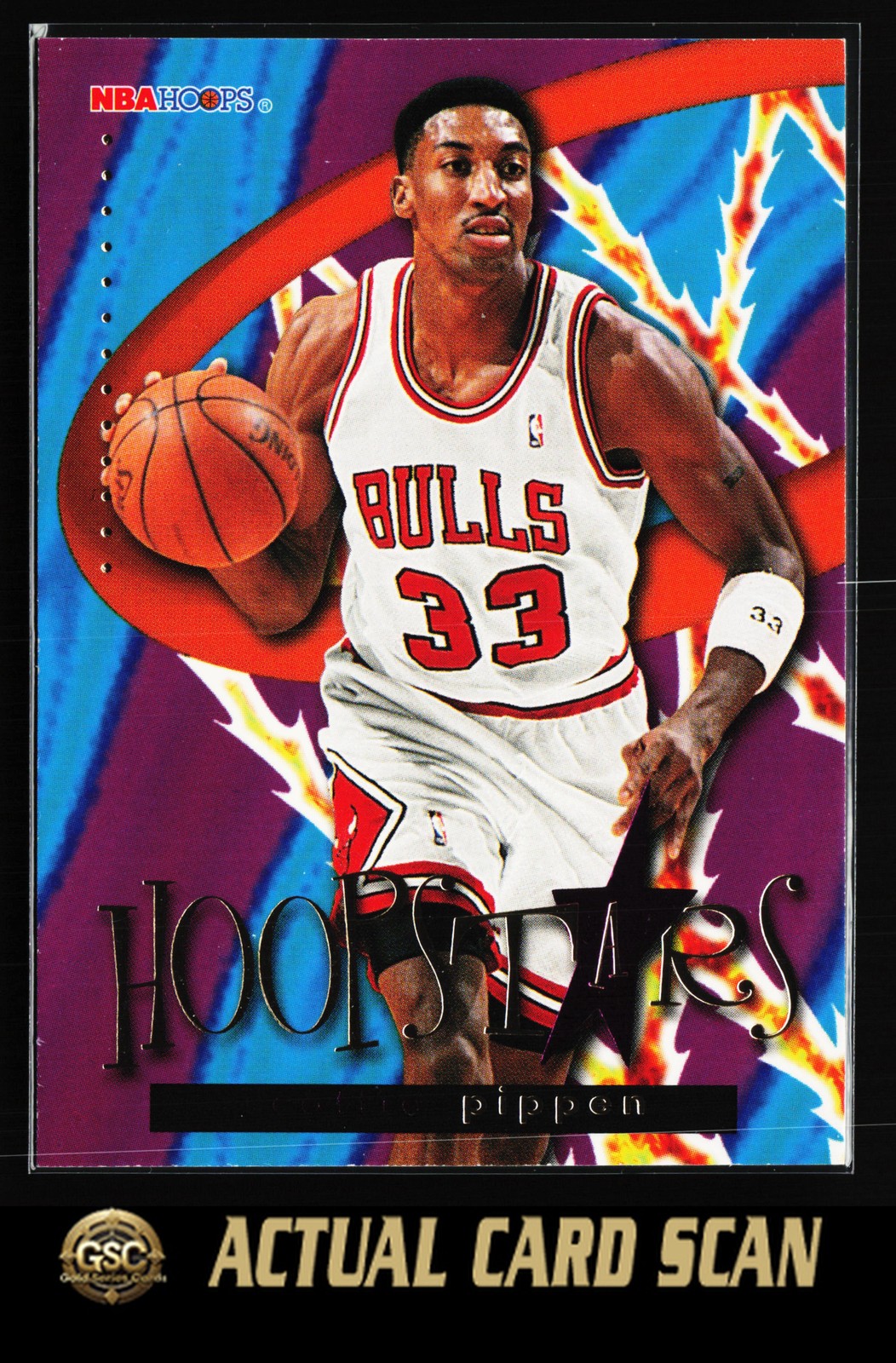 Scottie Pippen #HS1 Basketball Cards 1995 Hoops Hoopstars trading card — raw and PSA graded price guide