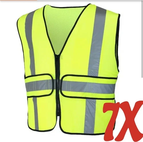 7 Pack HDX Hi Visibility Lime Green Class 2 Reflective Safety Vest........   227 - product listing photo