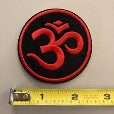 OM (Red & Black Iron on Patch) Infinity / Yoga / Hinduism