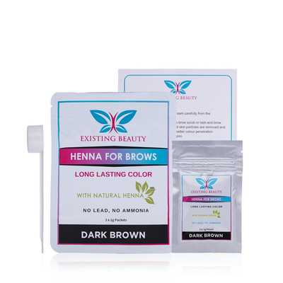 Dark Brown Henna Eyebrow Color Kit   Long-Lasting Natural Brow Stain with Mixing