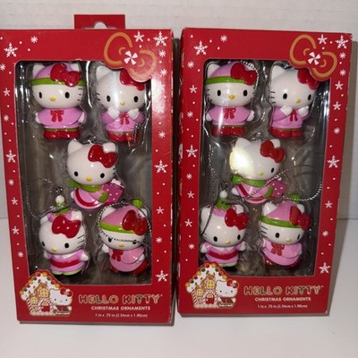   2 Hello Kitty 5 Piece Christmas Ornament Sets! Cute!!