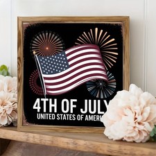 Wooden Sign, 4TH OF JULY UNITED STATES OF AMERICA Independence Day Decor