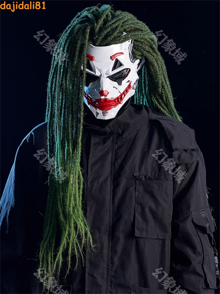 Cyberpunk Dreadlock Joker Full Face Mask Adult Helmet Halloween Cosplay Props - Bild 4 von 4