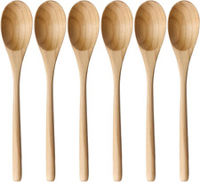 Wooden Spoons for Cooking, 9 Inches 6 Pieces Japanese Natural Ellipse Wooden Spo