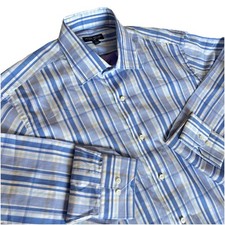 Peter Millar Long Sleeve Button Up Shirt Blue White Men s Sz M MSRP 250 NEW