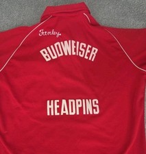 Vtg 70s King Louie Bowling Shirt Size M Budweiser Headpins Tom Finley Distressed