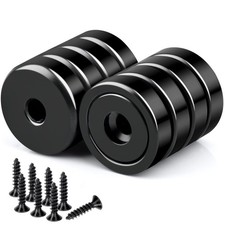 8 Pack Strong Neodymium Cup Magnets 22LBS, Black Round Base Cup Magnets