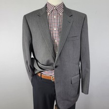 JOS A BANK Men's Sport Coat Blazer Two Button Gray Herringbone Wool Size 44R