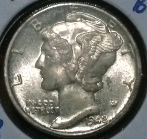 1942 Mercury Dime Full Split Bands BU++ FSB Rare Antique WW2 Era 90% Silver Coin