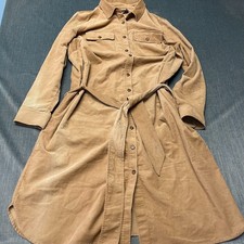 Lauren Ralph Lauren Women's Shirt Dress Size 18W Beige Midi Tied Corduroy