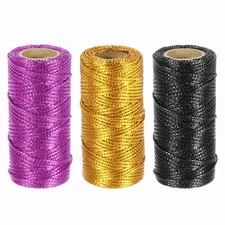 3 Roll 1.5mm Metallic Bakers String, Black/Purple/Gold Tone, 164Yards Total