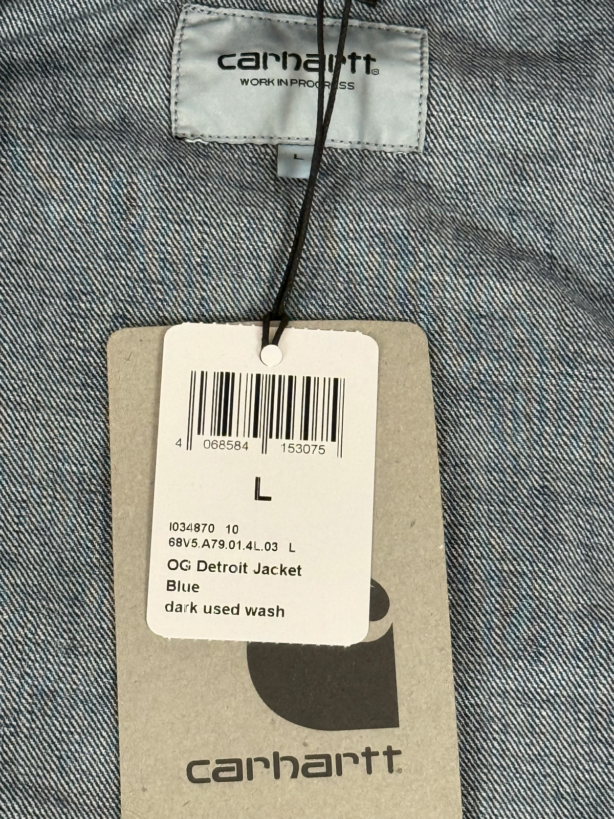CARHARTT WIP OG DETROIT JACKET BLUE DARK USED WASH L NWT thumbnail 13