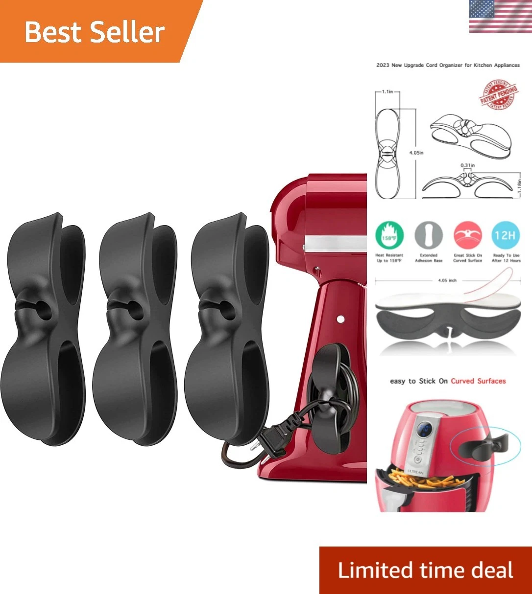 Cord Organizer for Kitchen Appliances - Black